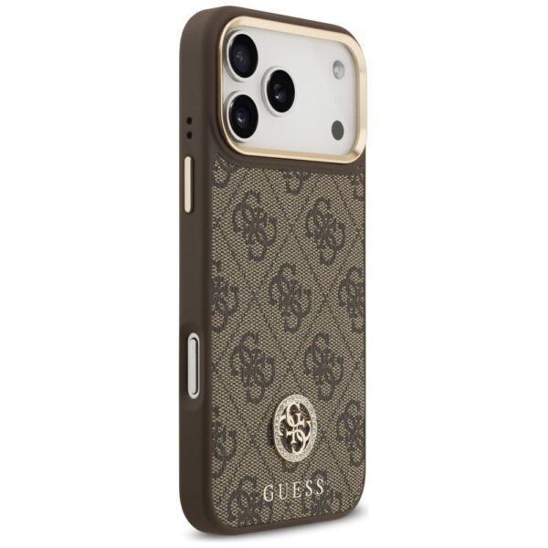 3e6319a95f4dbad545bb367696cabf6d GUESS case for IPHONE 17 Pro Max compatible with MagSafe GUHMP17XP4GRMDEW (PU W/ 4G Strass Logo) brown
