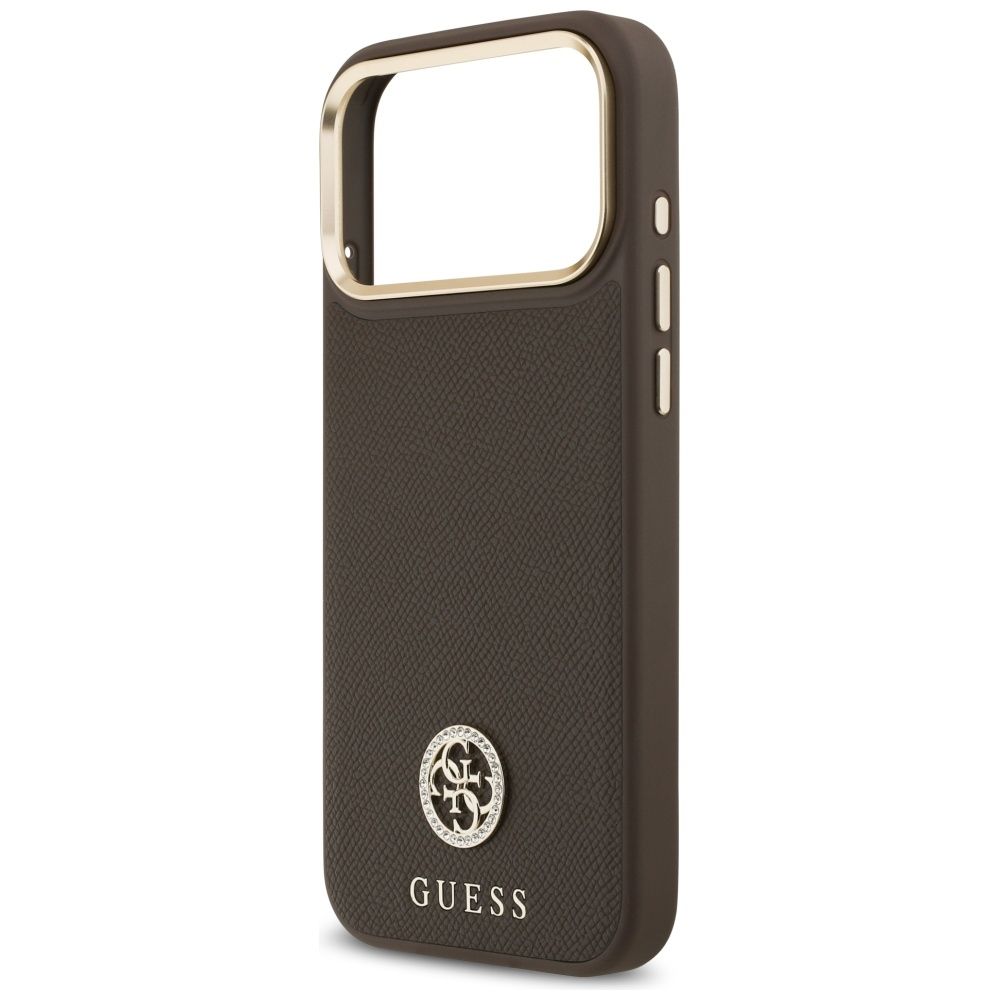 3e8e8872a406209dd0faed56fc042812 GUESS case for IPHONE 17 Pro Max compatible with MagSafe GUHMP17XPGCRMDEW (PU W/ Grained Strass Logo) brown