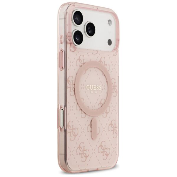 GUESS case for IPHONE 17 Pro Max compatible with MagSafe GUHMP17XH4DTEP (IML 4G Background) pink