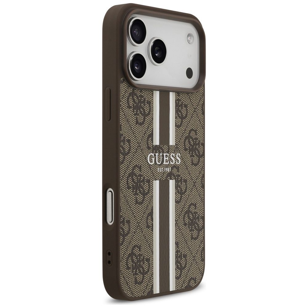 GUESS case for IPHONE 17 Pro Max compatible with MagSafe GUHMP17XP4RPSW (4G Printed Stripes) brown