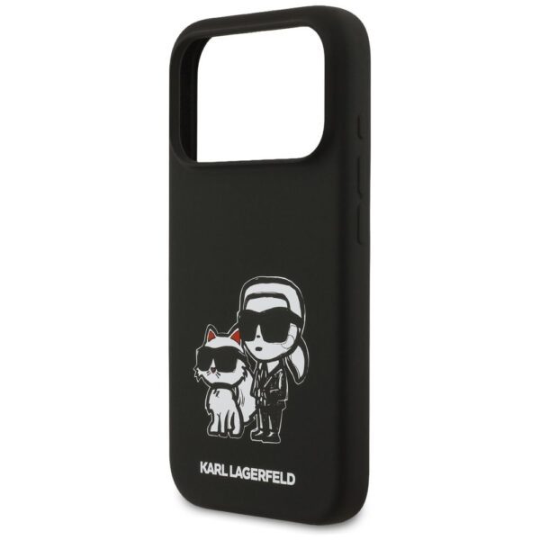 KARL LAGERFELD case for IPHONE 17 Pro compatible with MagSafe KLHMP17LSKCGRGOK (Silicone W/ K&C Sketch & Logo) black