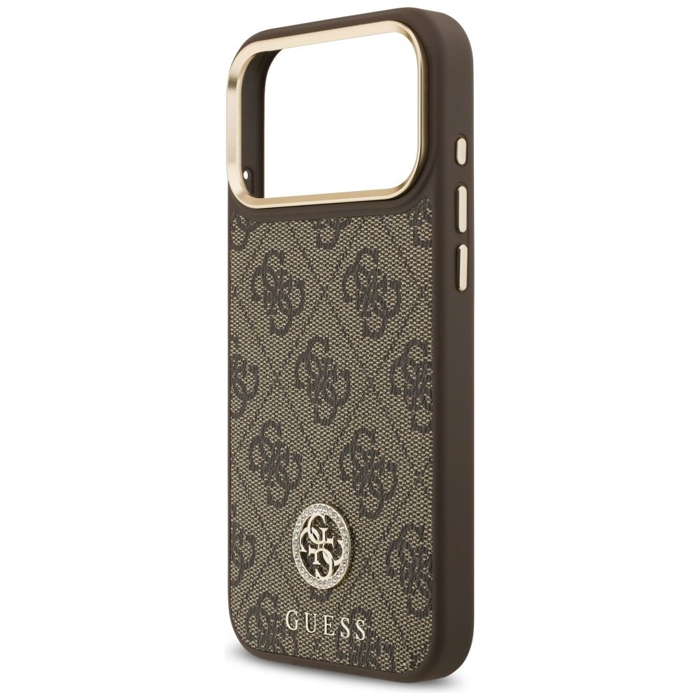 3fd0fc79dcad9e561f7b71bb8e3c7205 GUESS case for IPHONE 17 Pro Max compatible with MagSafe GUHMP17XP4G4DCSW (PU W/ Strass Logo & Big Strap Metal Buttons) brown