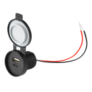 Recessed car/motorcycle/boat charger out: USB-A + USB-C 5V/3,1Amax., in:12V/24V IP67