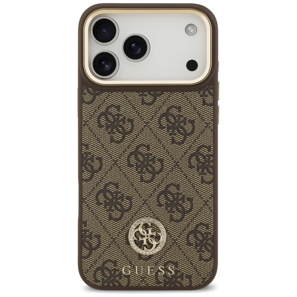 40e577b37f97ffb1c334aa620bec7b30 GUESS case for IPHONE 17 Pro Max compatible with MagSafe GUHMP17XP4G4DCSW (PU W/ Strass Logo & Big Strap Metal Buttons) brown