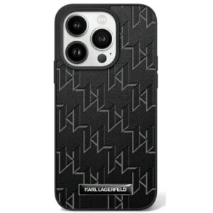 Karl Lagerfeld case for iPhone 16 Pro 6,3" KLHMP16LPKHPORPK black Hard Leather Monogram Metal Logo MagSafe