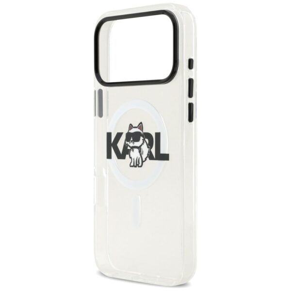 KARL LAGERFELD case for IPHONE 17 Pro compatible with MagSafe KLHMP17LHGCHGKBT (IML Choupette Sketch Logo) transparent