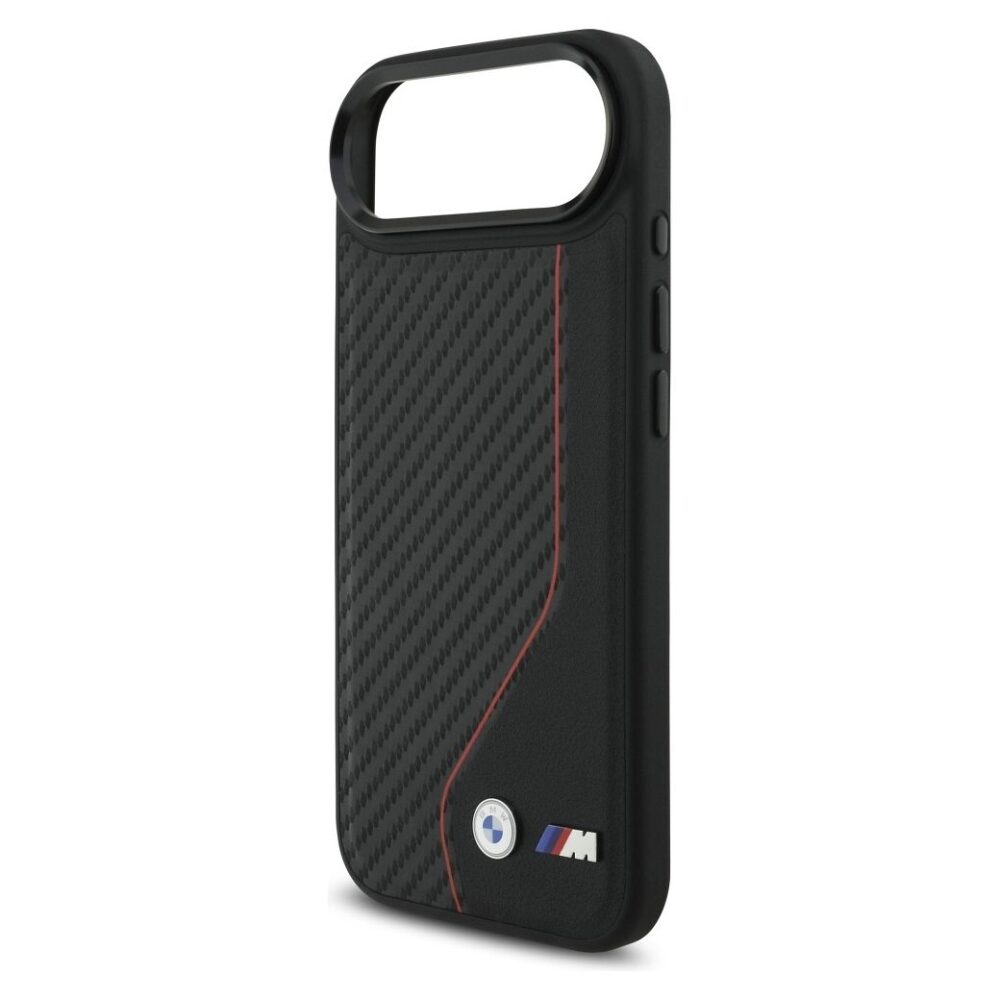 BMW case for IPHONE 17 Air compatible with MagSafe BMHMP17M25PCCSCKR (PU Carbon Line & Logo) red
