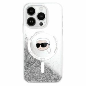 Karl Lagerfeld case for iPhone 16 Pro Max 6,9" KLHMP16XLGKISGH transparent Hard Liquid Glitter Karl Head MagSafe