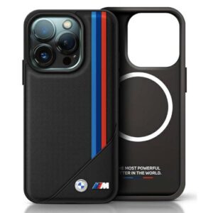 BMW case for iPhone 16 Pro 6,3" BMHMP16L23PUTRK Hardcase M Meshed Tricolor Stripes MagSafe black