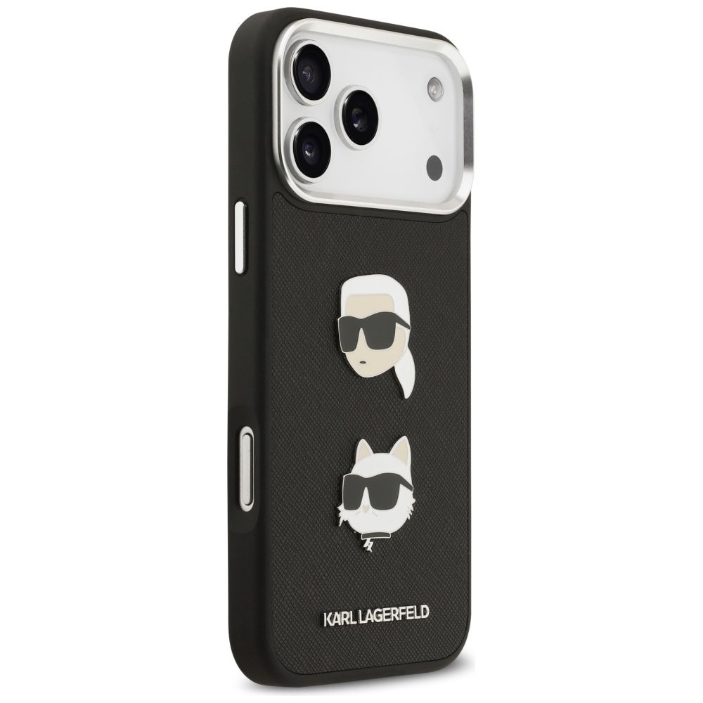 KARL LAGERFELD case for IPHONE 17 Pro Max KLHCP17XPSFDHPOK (FW Grained PU W/ K&C Heads Pin & Logo) black