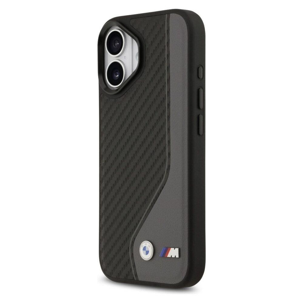 BMW case for IPHONE 17 compatible with MagSafe BMHMP17S25PCCSCAK (PU Carbon Logo) anthracite