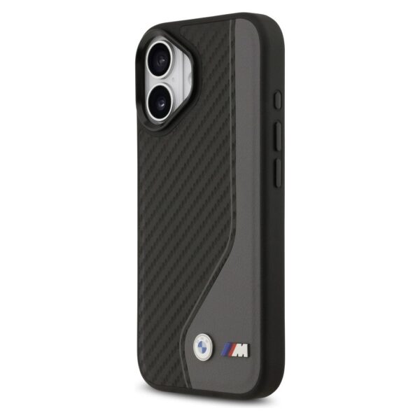 BMW case for IPHONE 17 compatible with MagSafe BMHMP17S25PCCSCAK (PU Carbon Logo) anthracite