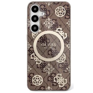 Guess HC Magnetic IML Peony on 4G Background case for Samsung Galaxy S25 Ultra brown