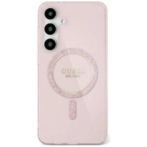 Guess HC Magnetic IML Glitter Circle case for Samsung Galaxy S25 pink