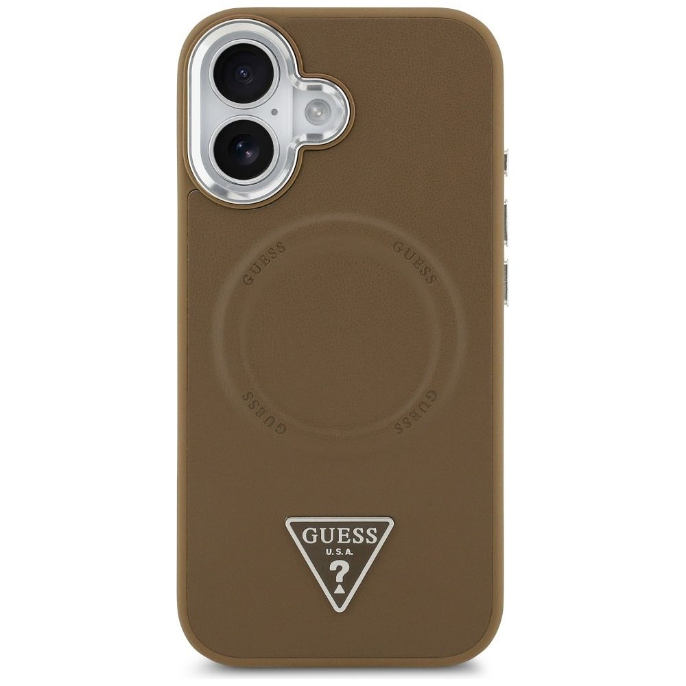 GUESS case for IPHONE 17 compatible with MagSafe GUHMP17SPSDTSCMW (PU W/ Triangle Logo) brown