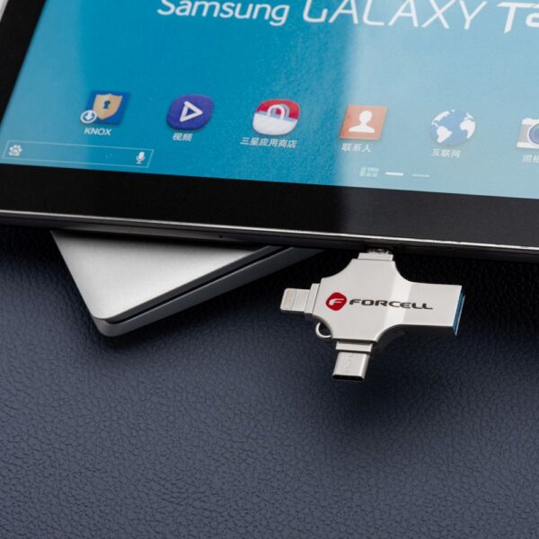 FORCELL F-DATA pendrive Metal Quad 32GB USB3.2 Gen 1 (USB A / Type C / Lightning / Micro USB) silver