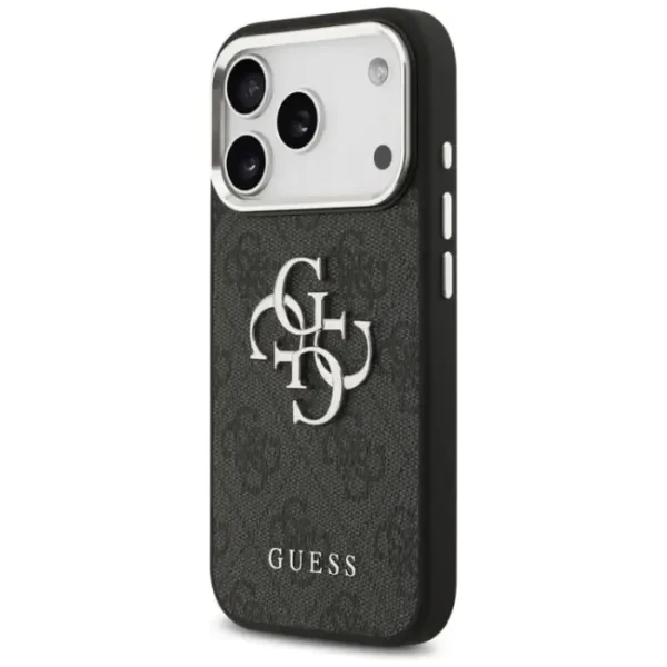 44185285f97e78bb4893b11b4b504d62 GUESS case for IPHONE 17 GUHCP17SP4G4SMCK (4G PU Leather Case with Big 4G and Classic Logo and Silver Metal Camera Frame) black