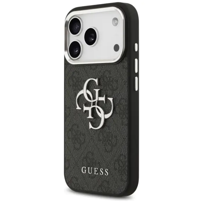 44185285f97e78bb4893b11b4b504d62 GUESS case for IPHONE 17 GUHCP17SP4G4SMCK (4G PU Leather Case with Big 4G and Classic Logo and Silver Metal Camera Frame) black