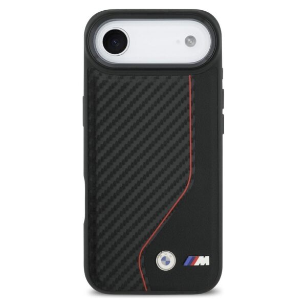 BMW case for IPHONE 17 Air compatible with MagSafe BMHMP17M25PCCSCKR (PU Carbon Line & Logo) red