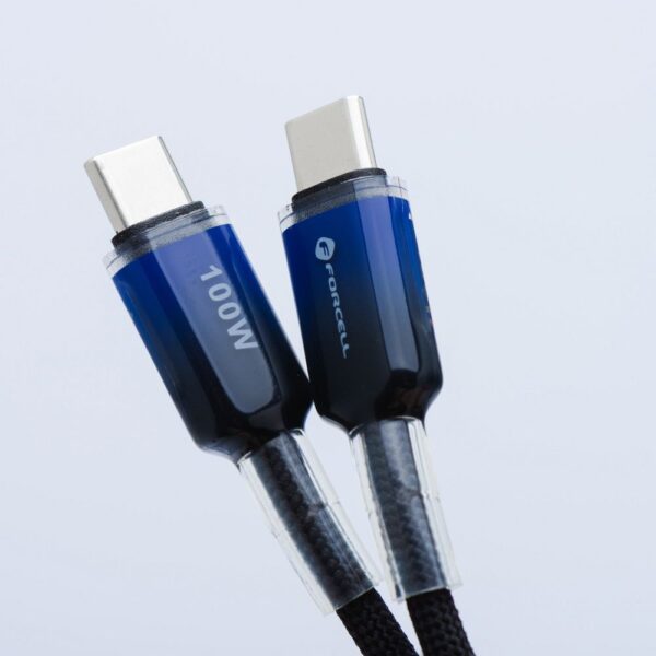 447ae78e9a1503bedaeedd39136bd655 FORCELL F-ENERGY C357 cable Type C to Type C QC4.0 PD 5A 100W Gradient 1 m black