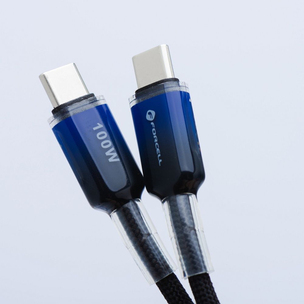 447ae78e9a1503bedaeedd39136bd655 FORCELL F-ENERGY C357 cable Type C to Type C QC4.0 PD 5A 100W Gradient 1 m black