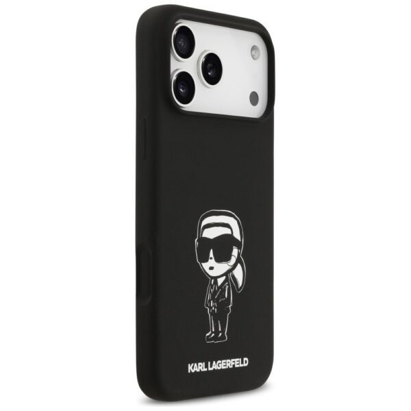 KARL LAGERFELD case for IPHONE 17 Pro Max compatible with MagSafe KLHMP17XSKIGROK (Silicone W/ KL Sketch & Logo) black