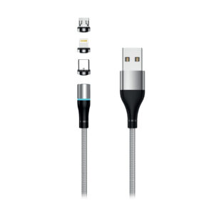 Setty USB magnetic cable 2m 2A nylon silver R