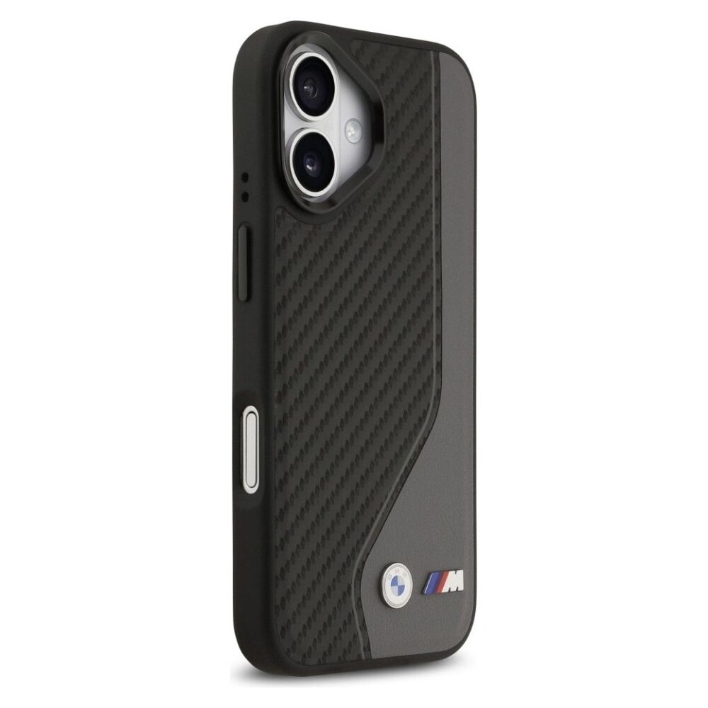 BMW case for IPHONE 17 compatible with MagSafe BMHMP17S25PCCSCAK (PU Carbon Logo) anthracite