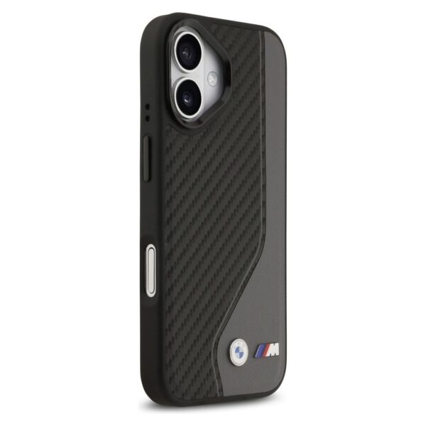 BMW case for IPHONE 17 compatible with MagSafe BMHMP17S25PCCSCAK (PU Carbon Logo) anthracite