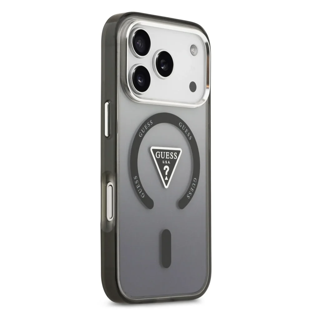 45c76e579b1c1f150b270cea65ce15a2 GUESS case for IPHONE 17 Pro compatible with MagSafe GUHMP17LHGTMLCGK (IML Gradient W/ Triangle Logo) black