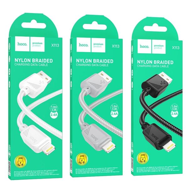 Cable USB A to Lightning Hoco 2,4A 1 m X113 black