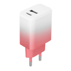 Setty charger USB + USB-C 20W LSIG-AC-20 white-pink gradient