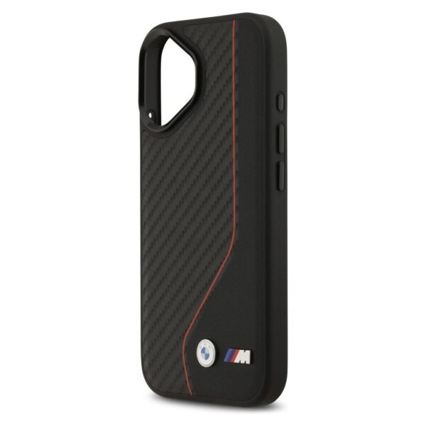 BMW case for IPHONE 17 compatible with MagSafe BMHMP17S25PCCSCKR (PU Carbon Line & Logo) red