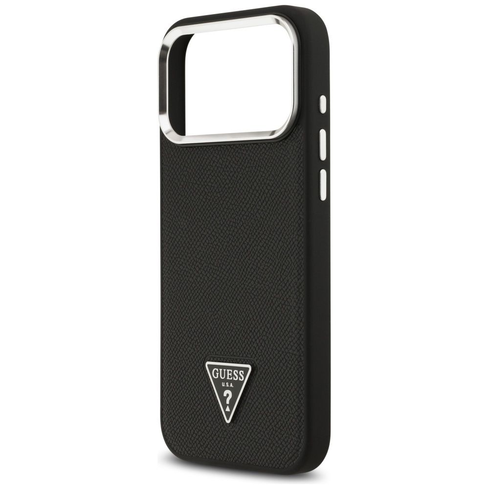 4834a7460764dbc689dfeedf9915d30c GUESS case for IPHONE 17 Pro compatible with MagSafe GUHMP17LPGTSPSK (Grained PU Triangle Logo) black