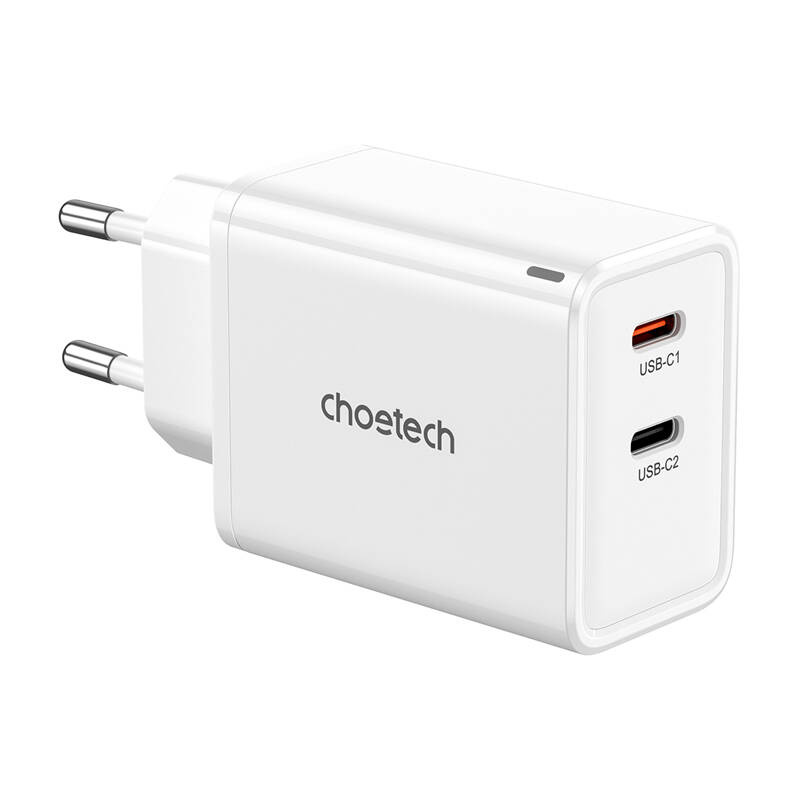 Choetech PD6013, GaN, 2x USB-C, φορτιστής δικτύου PD65W (λευκό)
