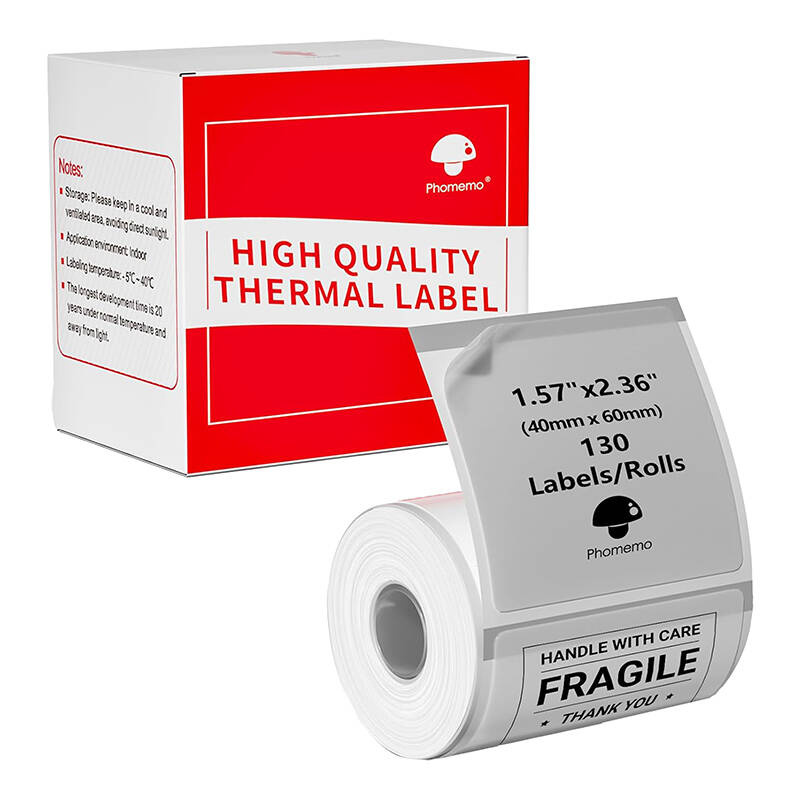 Αυτοκόλλητες ετικέτες Phomemo 40x60mm, 130 τεμάχια (διαφανές)