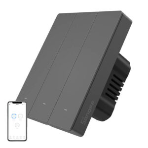 Έξυπνος επιτοίχιος διακόπτης WiFi SONOFF M5-3C-80 (3 καναλιών, για πλαίσιο, γραφίτης)