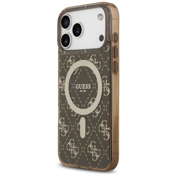 GUESS case for IPHONE 17 Pro Max compatible with MagSafe GUHMP17XH4DTEW (IML 4G Background) brown