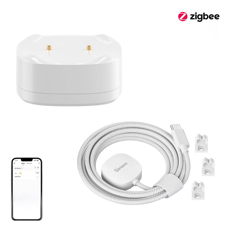 Σετ αισθητήρα διαρροής/πλημμύρας ZigBee SONOFF SNZB-05P + Καλώδιο WLDC200