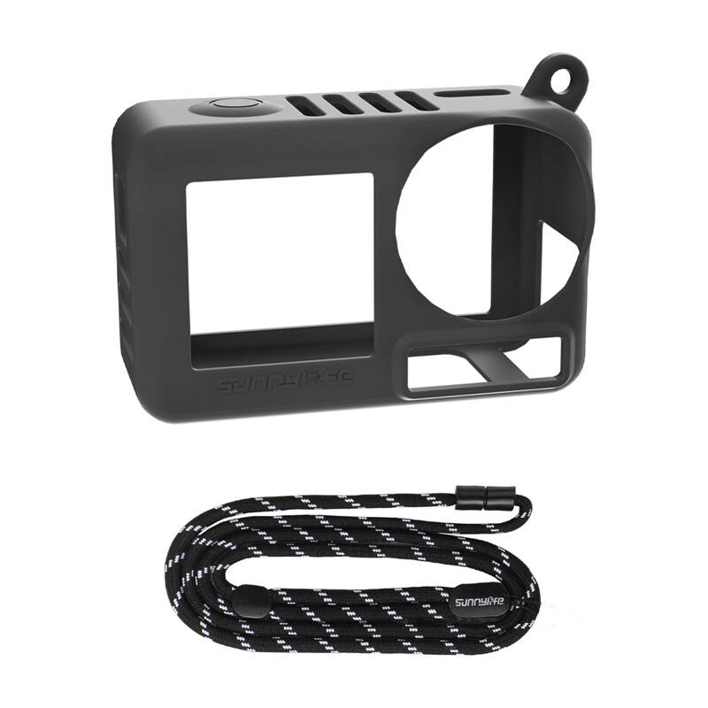 Sunnylife OA5-BHT885-D θήκη σιλικόνης με λουράκι για ACTION 5 PRO (μαύρο)