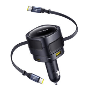 Φορτιστής αυτοκινήτου Baseus Enjoyment Max με καλώδια USB-C+USB-C και θύρες USB-A+USB-C 90W Μαύρο