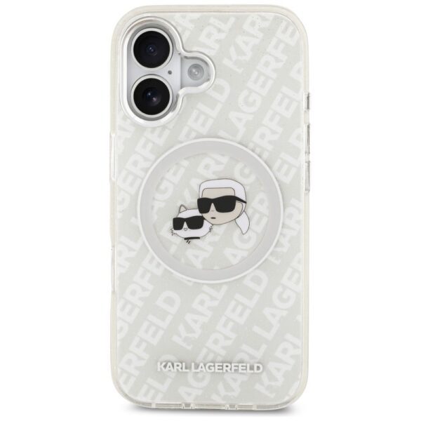 49edab7e423abfdc27f20e8fbfe24044 KARL LAGERFELD case for IPHONE 17 compatible with MagSafe KLHMP17SHMKBKCHOG (IML Glitter K&C Heads Logo) gray