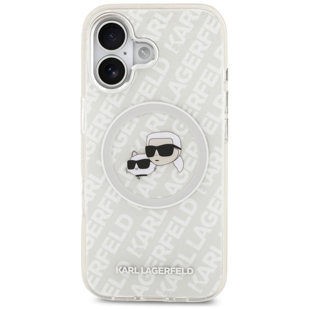 49edab7e423abfdc27f20e8fbfe24044 KARL LAGERFELD case for IPHONE 17 compatible with MagSafe KLHMP17SHMKBKCHOG (IML Glitter K&C Heads Logo) gray