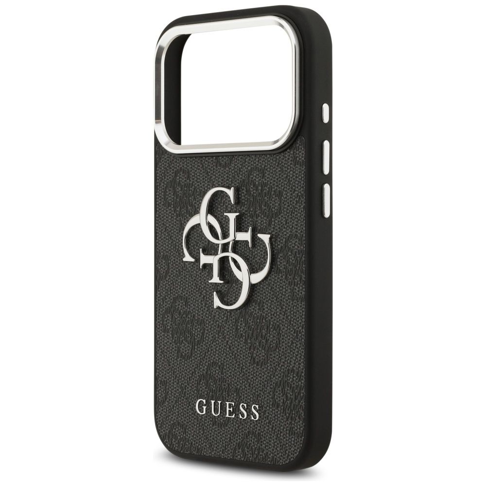 4bca9bcc4f41fb47a39e4daf326dd9fd GUESS case for IPHONE 17 Pro GUHCP17LP4G4SMCK (4G PU Leather Case with Big 4G and Classic Logo and Silver Metal Camera Frame) black