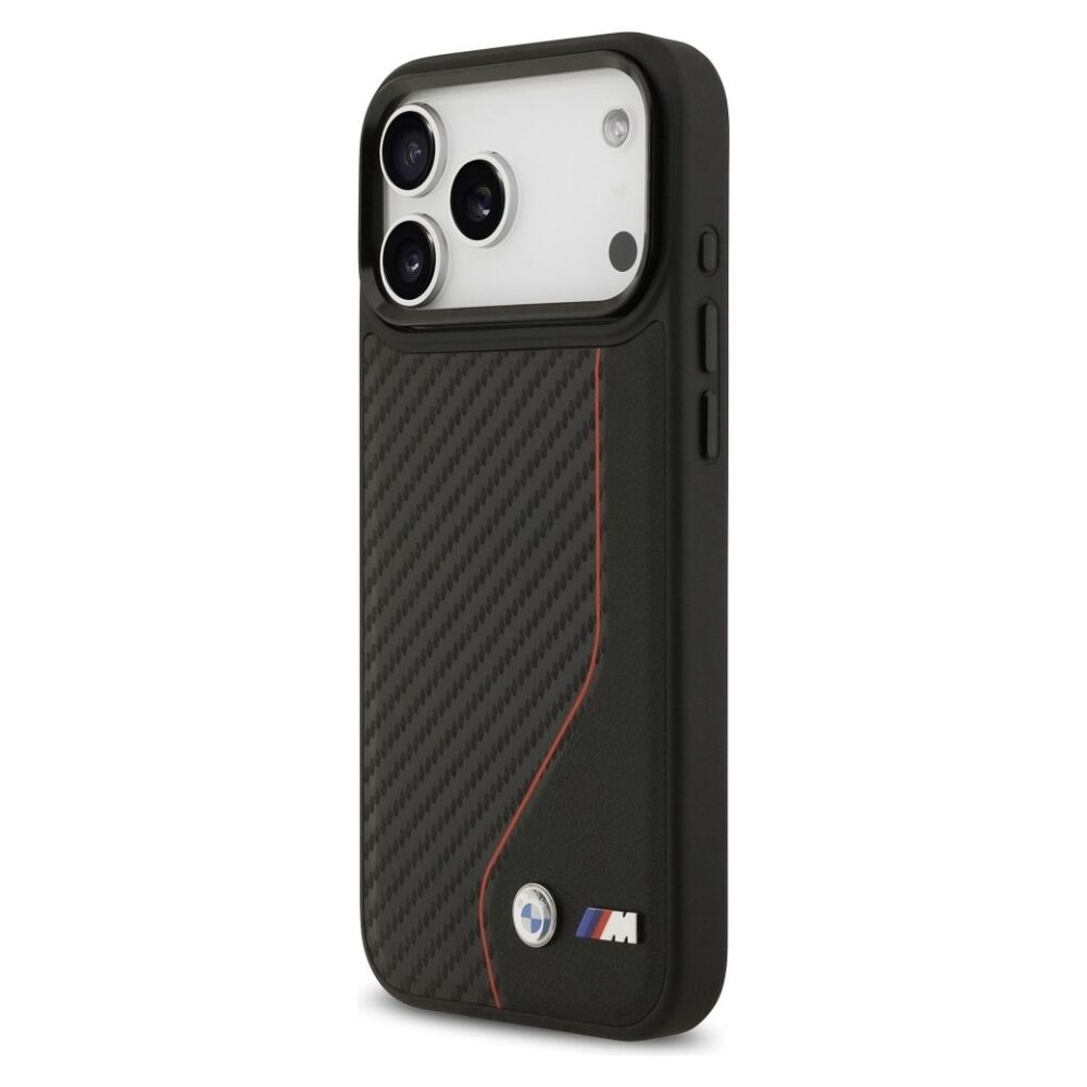 BMW case for IPHONE 17 Pro Max compatible with MagSafe BMHMP17X25PCCSCKR (PU Carbon Line & Logo) red