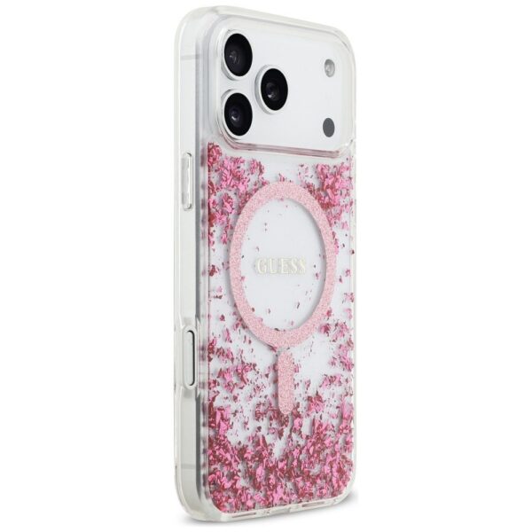 4df0578a8e609ff51fd79203fd9b991b GUESS case for IPHONE 17 Pro Max compatible with MagSafe GUHMP17XRGRGEP (Resin Bottom Glitter) pink