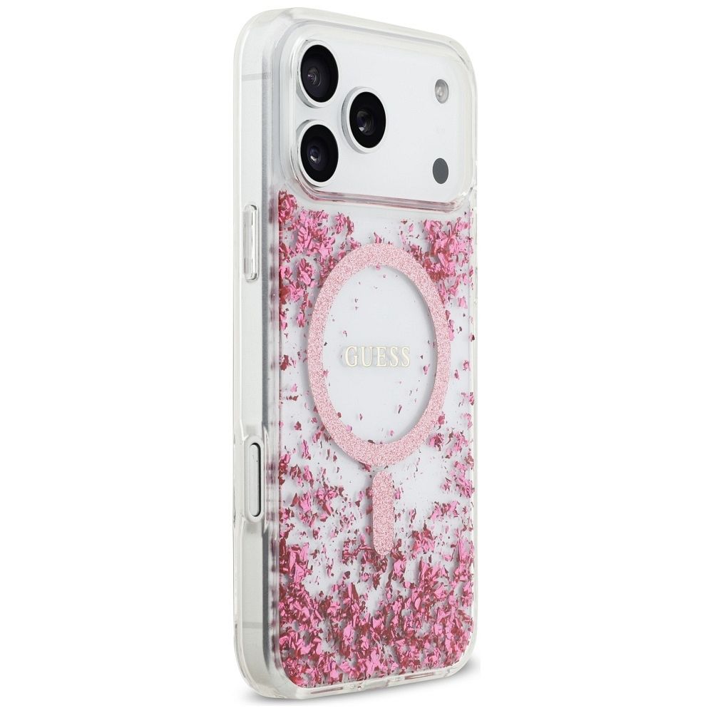 4df0578a8e609ff51fd79203fd9b991b GUESS case for IPHONE 17 Pro Max compatible with MagSafe GUHMP17XRGRGEP (Resin Bottom Glitter) pink