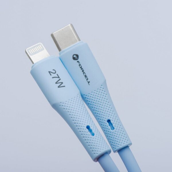 4e09799778a864b6a883b63e888cbb4a FORCELL F-ENERGY C346 cable Type C to Lightning PD 3A 27W Silicone 1 m blue
