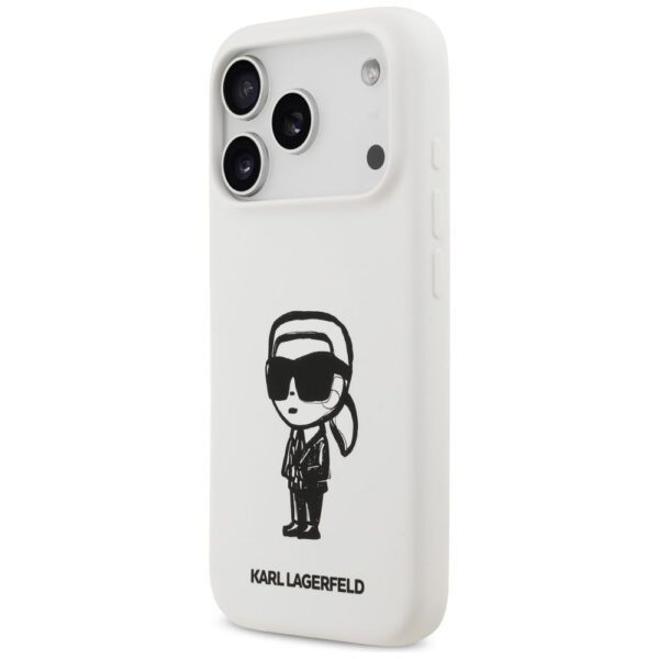 KARL LAGERFELD case for IPHONE 17 Pro compatible with MagSafe KLHMP17LSKIGROH (Silicone W/ KL Sketch & Logo) white