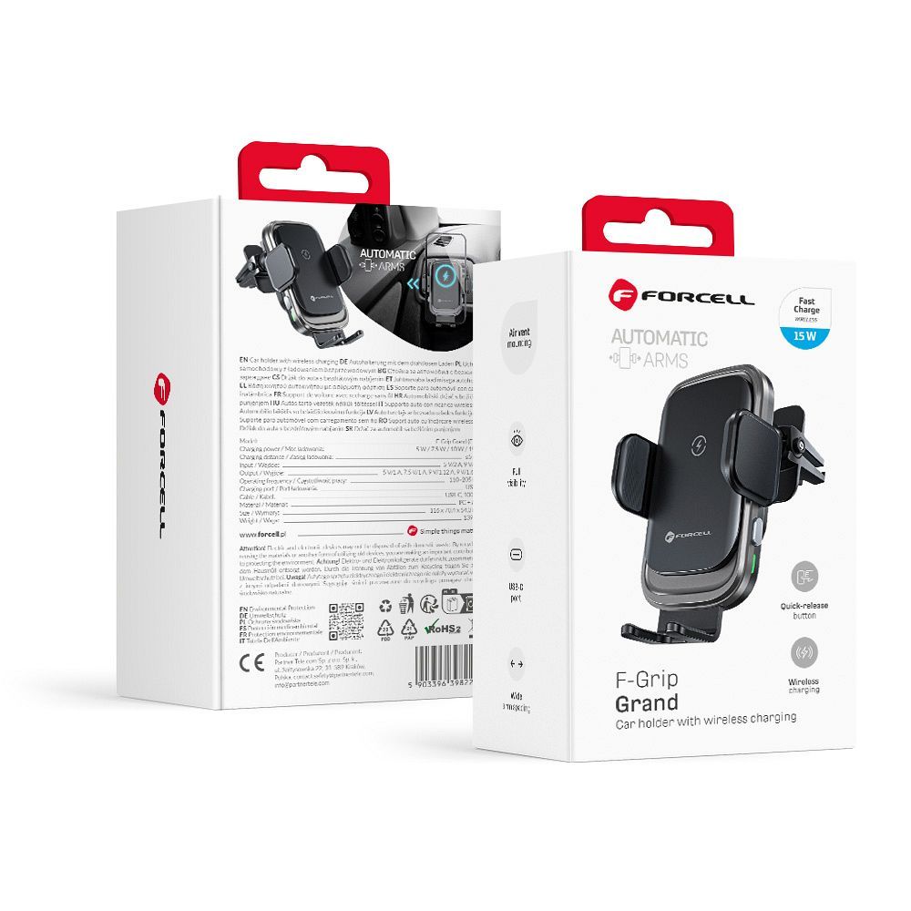 4e82e4572bbb349d0a72d8686b6ec6f7 FORCELL F-GRIP Grand (F-24) wireless charging holder 15W silver